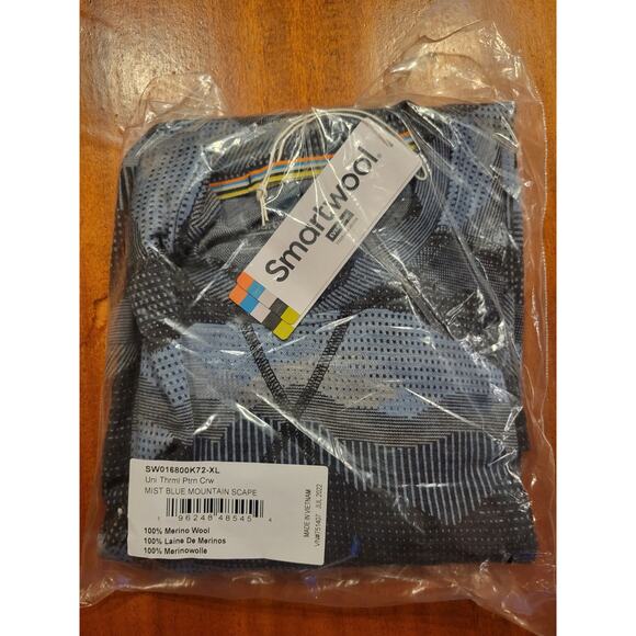 Smartwool Thermal Pattern Base Layer Top Long Sleeve Men's Large Mist Blue Mount - Picture 2 of 3